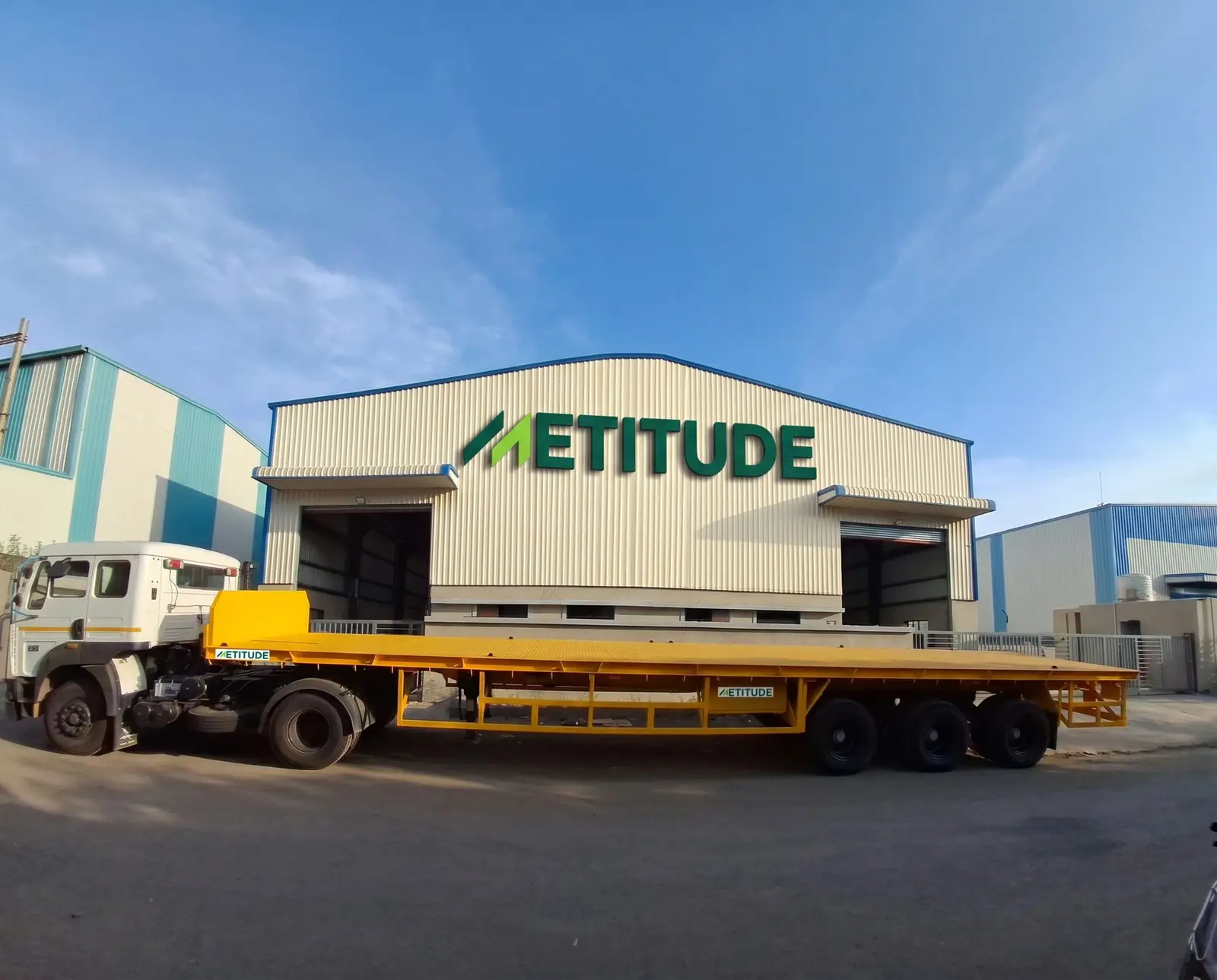 Metitude plant at Chakan with a finished flat bed trailer